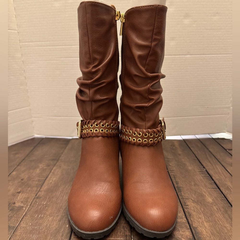 Thalia Sodi Jannice Women's Boots Brown Size 8 Lace Buckle Festival Cottagecore - Picture 2 of 13